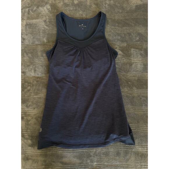 Athleta Gel Mesh Supercharged 2-in-1 Shelf Bra Tank Top Womens XS Blue Racerback - Picture 8 of 14